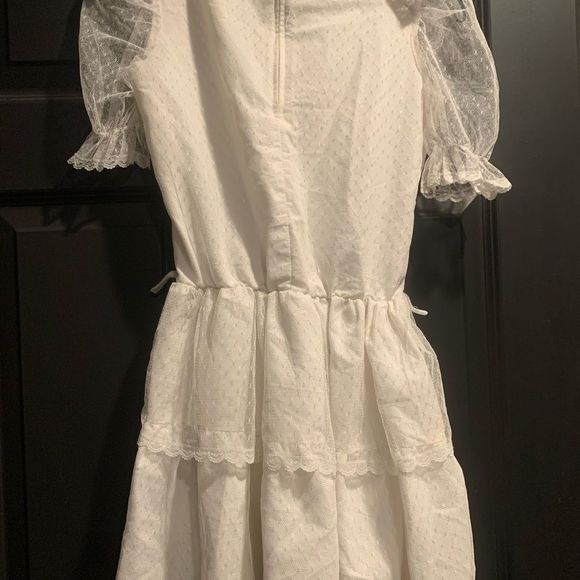 Vintage White Lace Ruffle Dress size 10 - Picture 7 of 11